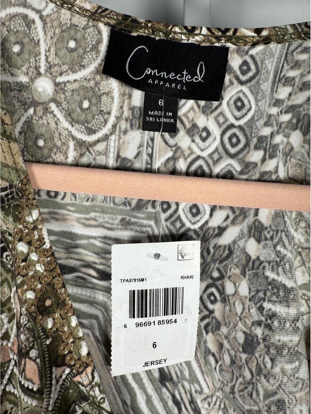 NWT Connected Apparel Women's Printed Faux Wrap Midi Dress Size 6 - Picture 5 of 5